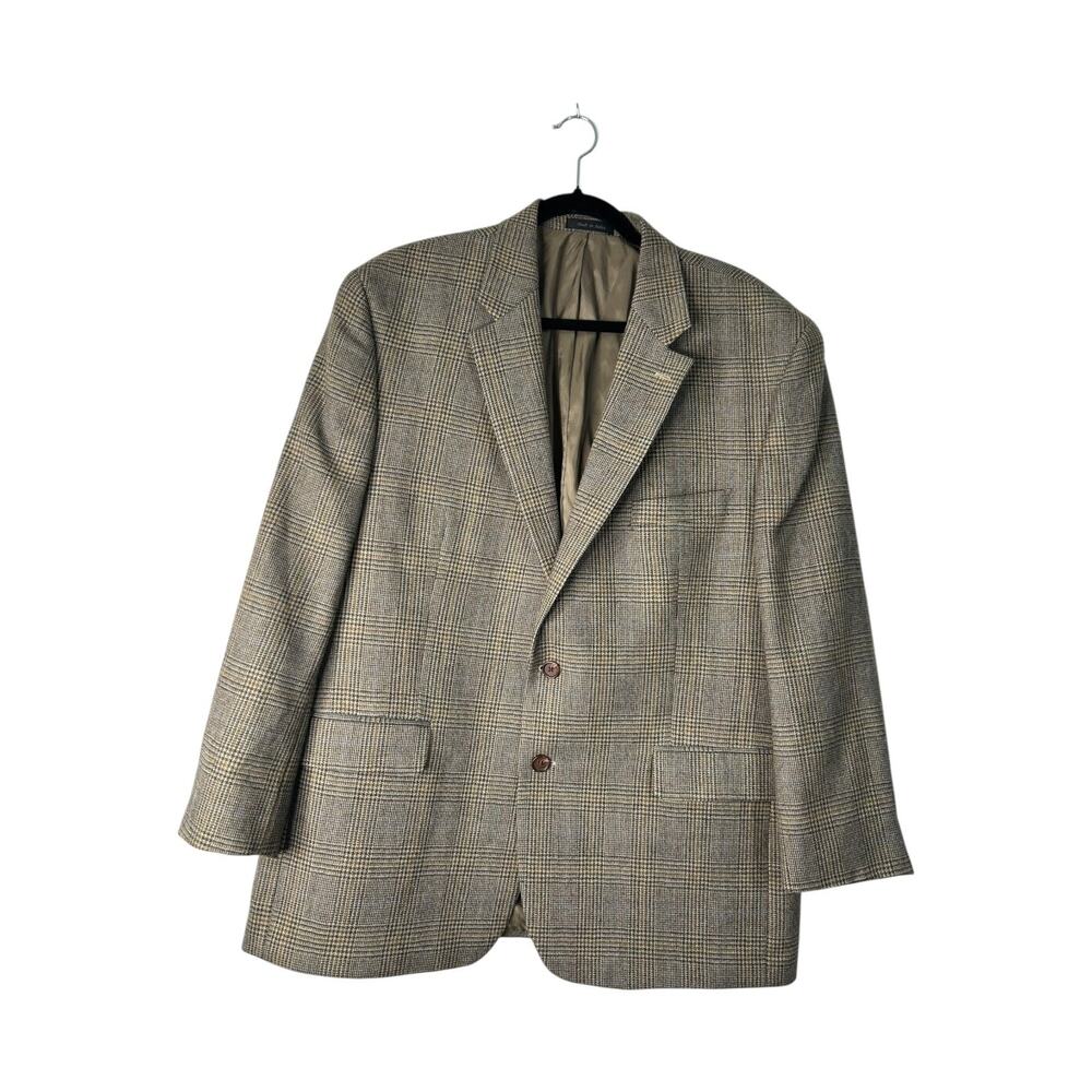 Lauren Ralph Lauren Blazer Men's Size 46R Brown 100% Lambswool Houndstooth Tweed
